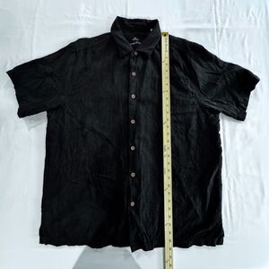 Tommy Bahama 100% Silk Short Sleeve Camp Shirt Black Mens XLT